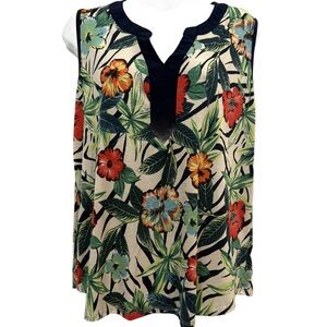 Late August Floral Sleeveless Top - Multicolor. Size Large